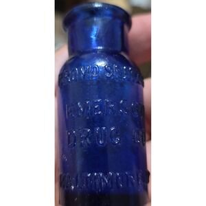 Antique Bromo Seltzer Cobalt Blue Glass Bottle Emerson Drug Co Baltimore No 8